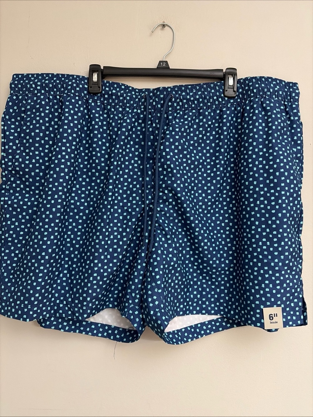 George New! Men's Navy Blue Printed Swim / Athletic Shorts size 3XL